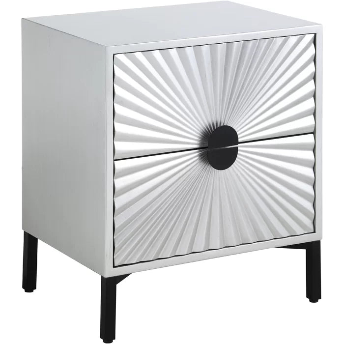 Dias 26'' Tall 2 - Drawer Solid Wood Nightstand in Antique Silver
