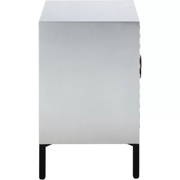 Dias 26'' Tall 2 - Drawer Solid Wood Nightstand in Antique Silver