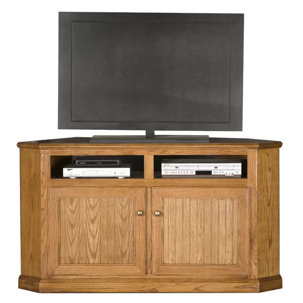 Light Oak Didier Solid Wood Corner TV Stand for TVs up to 65"