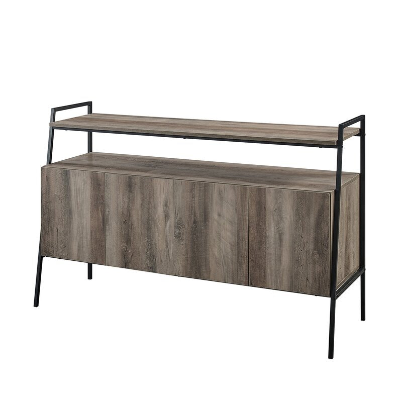 TV Stand for TVs up to 58" Four Cabinets Feature Beveled Door Fronts, Soft Close Hinges, and Have Adjustable Shelves that Provide Ample Room