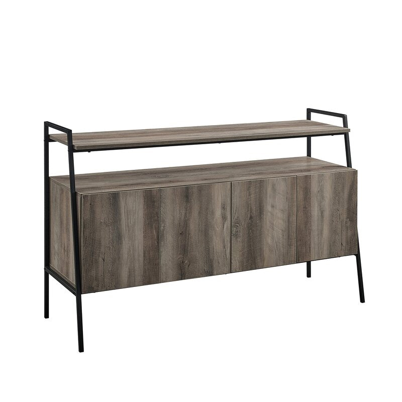 TV Stand for TVs up to 58" Four Cabinets Feature Beveled Door Fronts, Soft Close Hinges, and Have Adjustable Shelves that Provide Ample Room