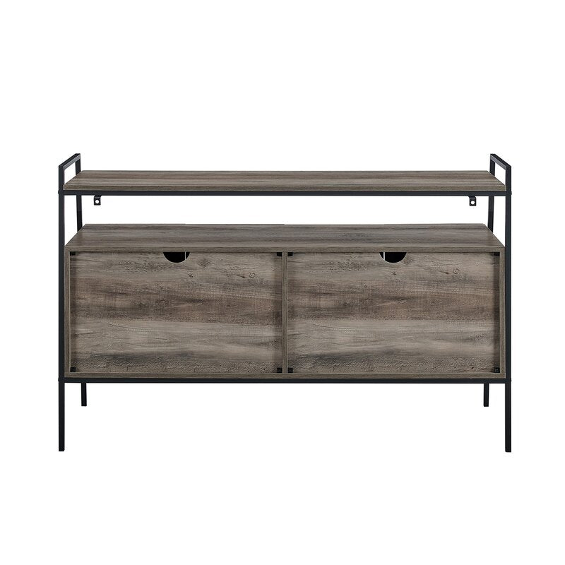 TV Stand for TVs up to 58" Four Cabinets Feature Beveled Door Fronts, Soft Close Hinges, and Have Adjustable Shelves that Provide Ample Room