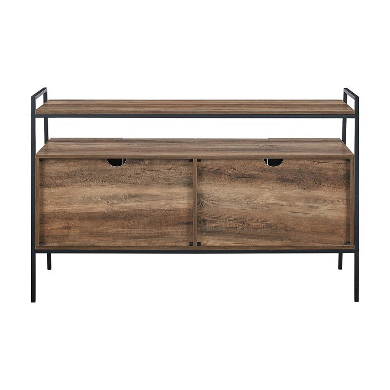 Rustic Oak TV Stand for TVs up to 58" Four Cabinets Feature Beveled Foor Fronts, Soft Close Hinges