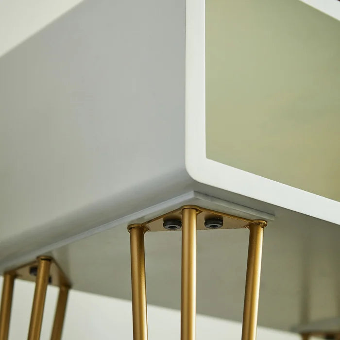 White/Gold Dietrick 29'' Tall Iron Nightstand Perfect for Bedside