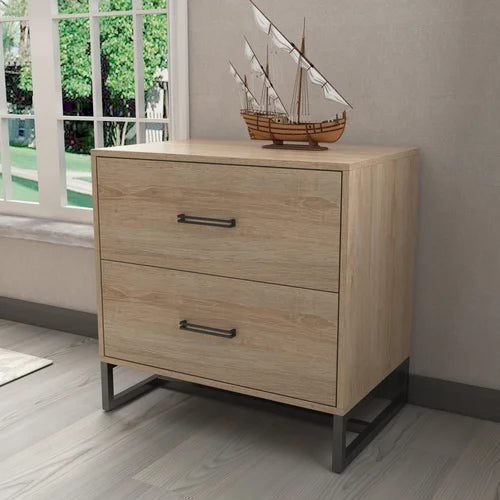 Oak Domagoj 30'' Wide 2 -Drawer Solid Wood Lateral Filing Cabinet