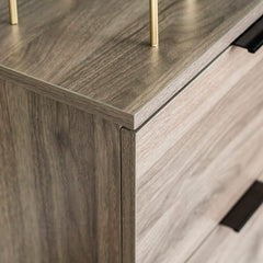 Slate Gray TV Stand for TVs up to 64" Multiple Cubbies on the Right Two Deep Drawers On the Left, and Two Doors that Open up to Additional Shelving