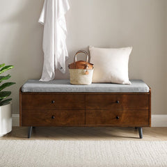 Dark Walnut Domingue Flip Top Modern Storage Bench