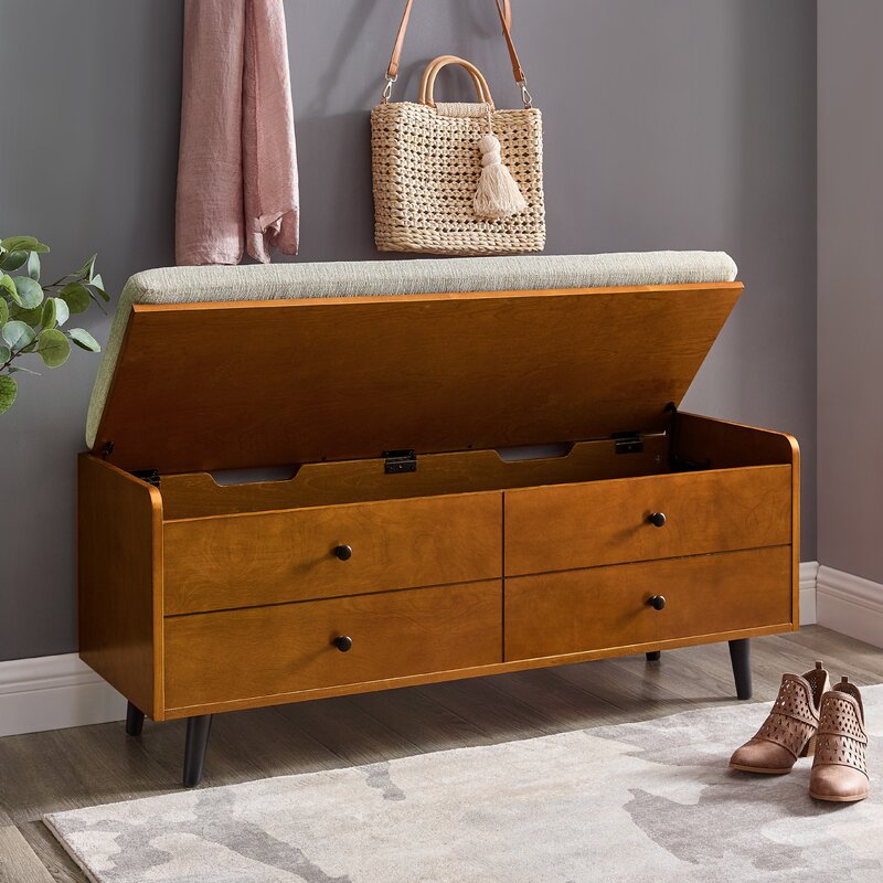 Acorn Flip Top Storage Bench Modern Storage Bench Provides Stylish Storage for your Entryway or Bedroom Polyester Upholstery