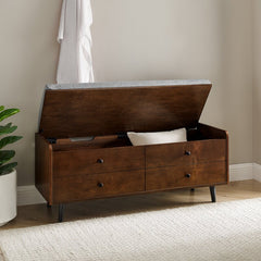 Dark Walnut Flip Top Storage Bench Modern Storage Bench Provides Stylish Storage for your Entryway or Bedroom Polyester Upholstery