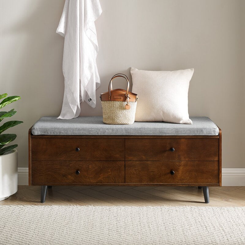 Dark Walnut Flip Top Storage Bench Modern Storage Bench Provides