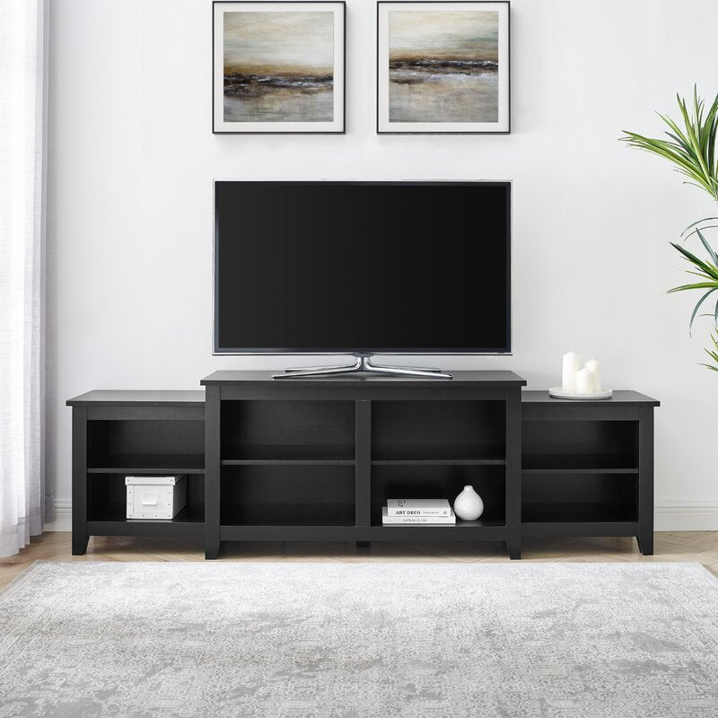 Solid Black TV Stand for TVs up to 50" Can Expose your Painted Pottery, Framed Family Photos, Impressive DVD Collection
