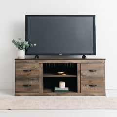 TV Stand for TVs up to 60" 2 Storage Cabinets Each with An Adjustable Shelf and Eemovable/Adjustable Center Shelf