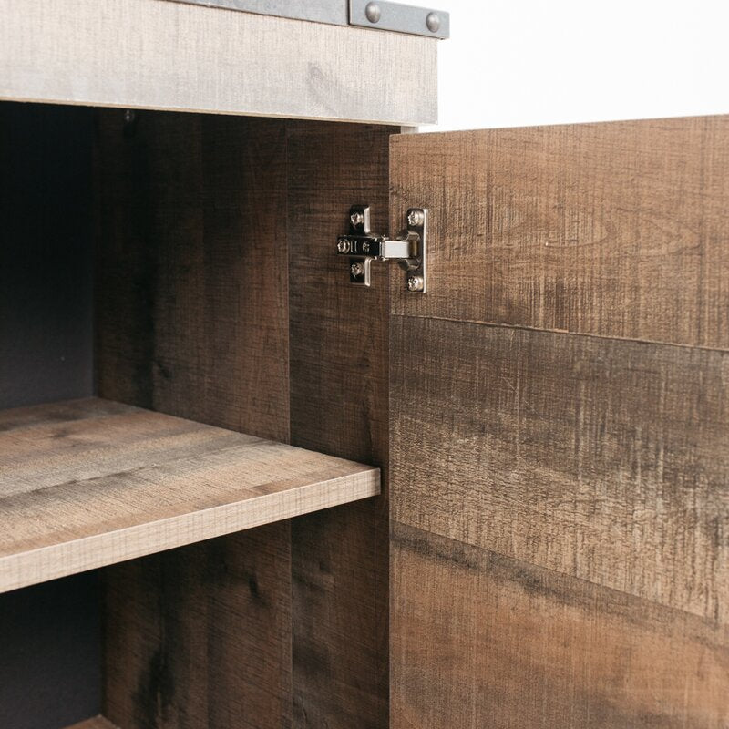 TV Stand for TVs up to 60" 2 Storage Cabinets Each with An Adjustable Shelf and Eemovable/Adjustable Center Shelf