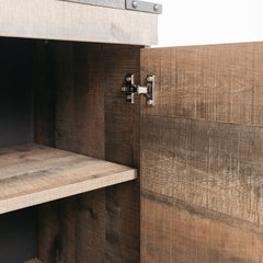 TV Stand for TVs up to 60" 2 Storage Cabinets Each with An Adjustable Shelf and Eemovable/Adjustable Center Shelf