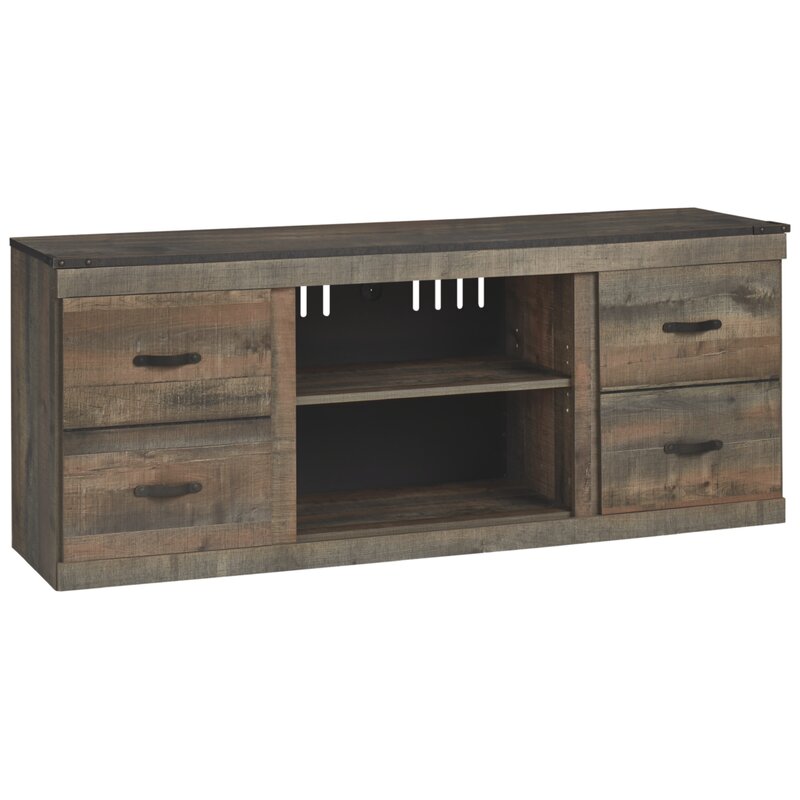 TV Stand for TVs up to 60" 2 Storage Cabinets Each with An Adjustable Shelf and Eemovable/Adjustable Center Shelf