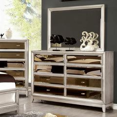 Dorothy 8 Drawer 58'' W Double Dresser with Mirror Features a Gleaming Front