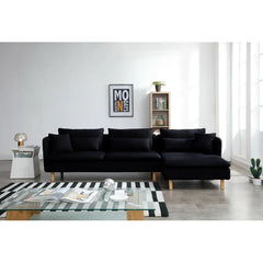 Black Dorrell 114.5" Wide Reversible Sofa & Chaise High Density Foam