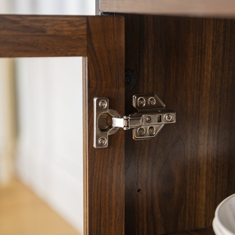 Dark Walnut 48'' Wide Buffet Table 3 Doors with Soft Close Hinges, Adjustable Shelves Perfect for Organize