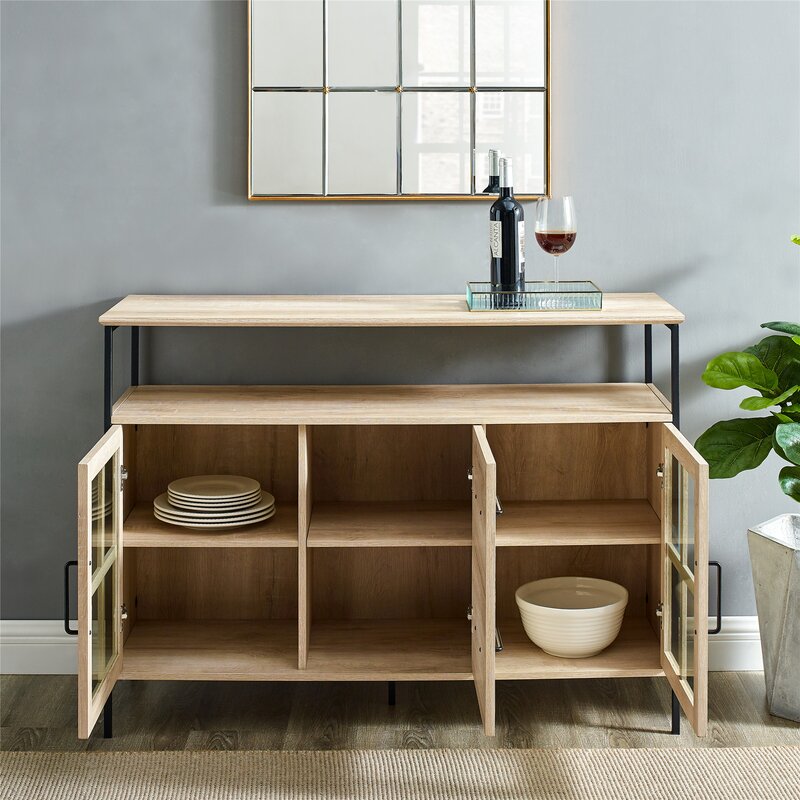 White Oak 48'' Wide Buffet Table 3 Doors with Soft Close Hinges on the Bottom Perfect for Organize