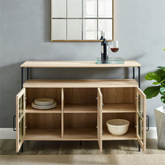 White Oak 48'' Wide Buffet Table 3 Doors with Soft Close Hinges on the Bottom Perfect for Organize