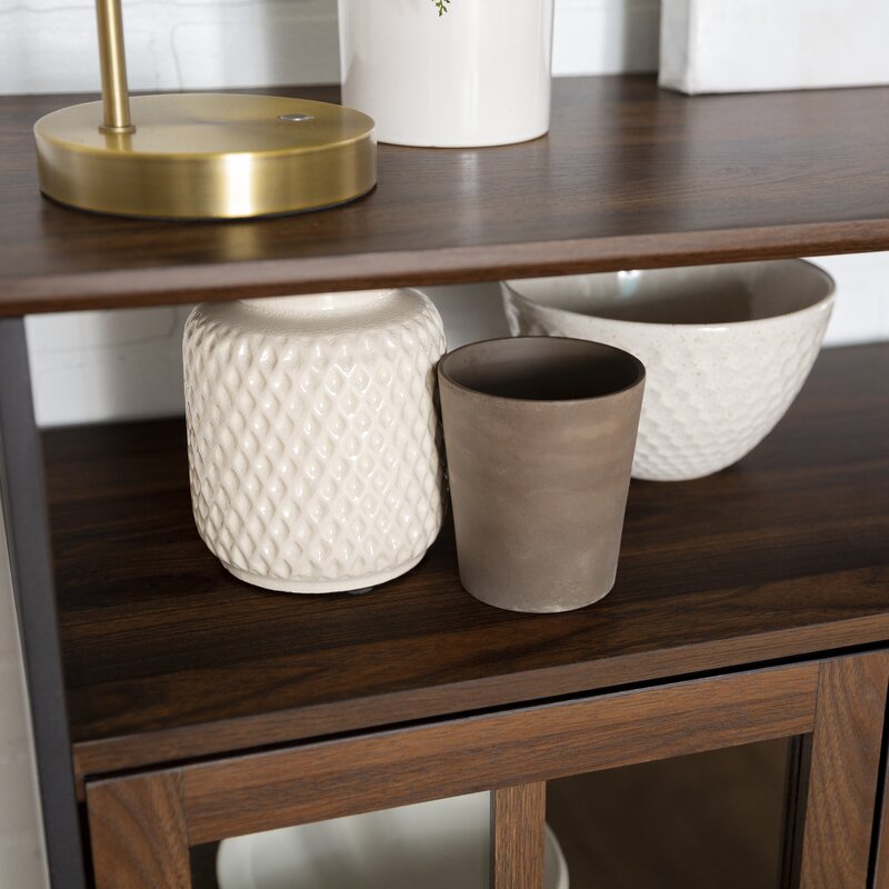 Dark Walnut 48'' Wide Buffet Table 3 Doors with Soft Close Hinges, Adjustable Shelves Perfect for Organize