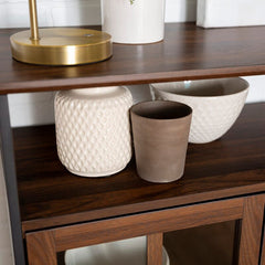 Dark Walnut 48'' Wide Buffet Table 3 Doors with Soft Close Hinges, Adjustable Shelves Perfect for Organize