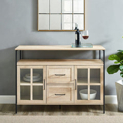 White Oak 48'' Wide Buffet Table 3 Doors with Soft Close Hinges on the Bottom Perfect for Organize