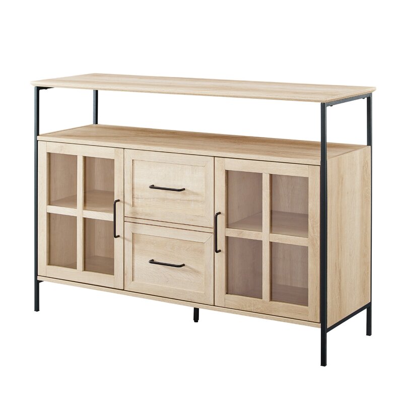 White Oak 48'' Wide Buffet Table 3 Doors with Soft Close Hinges on the Bottom Perfect for Organize