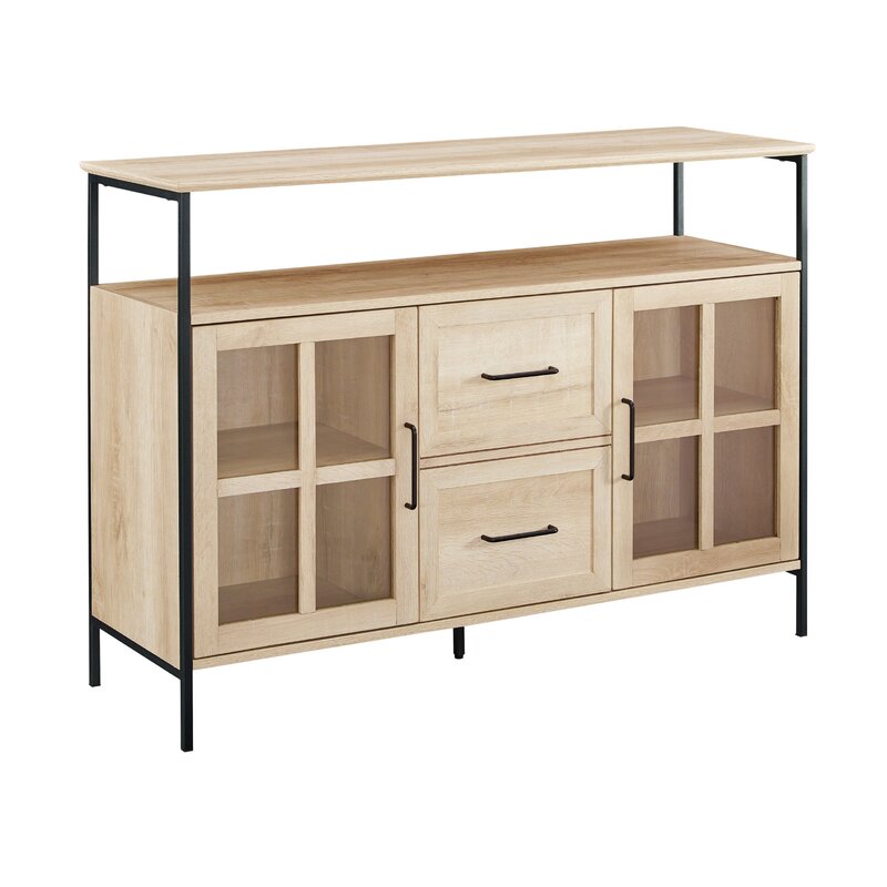 White Oak 48'' Wide Buffet Table 3 Doors with Soft Close Hinges on the Bottom Perfect for Organize
