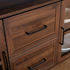 Dark Walnut 48'' Wide Buffet Table 3 Doors with Soft Close Hinges, Adjustable Shelves Perfect for Organize