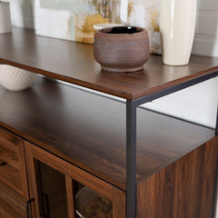 Dark Walnut 48'' Wide Buffet Table 3 Doors with Soft Close Hinges, Adjustable Shelves Perfect for Organize