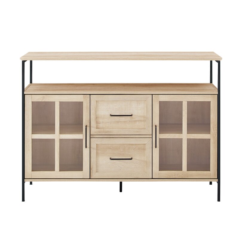 White Oak 48'' Wide Buffet Table 3 Doors with Soft Close Hinges on the Bottom Perfect for Organize
