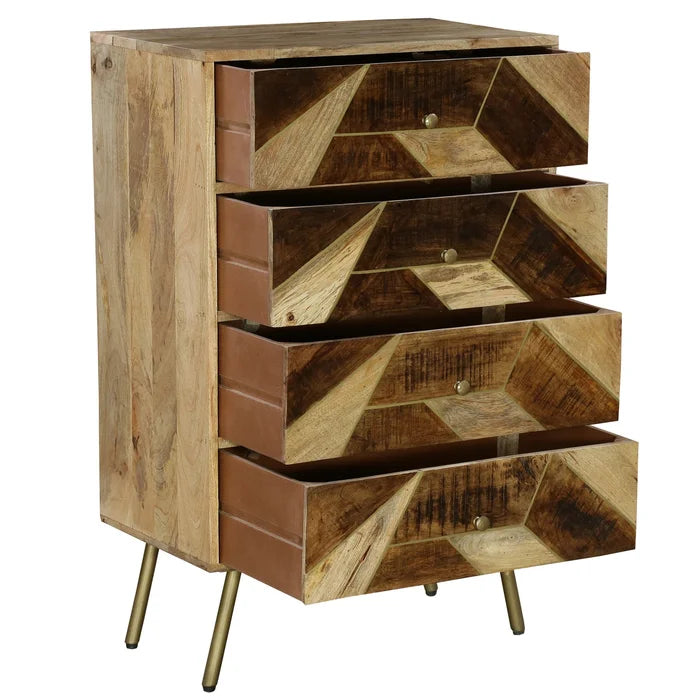 Dostie 4 Drawer 27'' W Solid Wood Chest Geometric Design Offers Plenty of Space