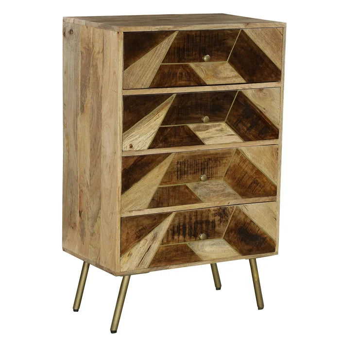 Dostie 4 Drawer 27'' W Solid Wood Chest Geometric Design Offers Plenty of Space