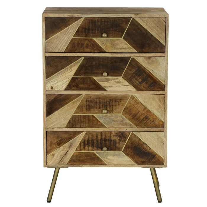 Dostie 4 Drawer 27'' W Solid Wood Chest Geometric Design Offers Plenty of Space