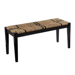 Wood Bench Add Boho Seating to your Entryway with this Seagrass Bench Natural Fibers Woven in A Geometrical Design