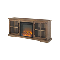 Rustic Oak Dougan TV Stand for TVs up to 65" with Fireplace Included