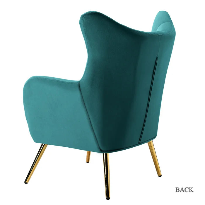 Blue Dowdle 29.5'' Wide Tufted Velvet Wingback Contemporary Style Accent Chair