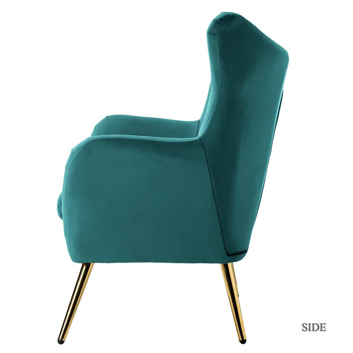 Blue Dowdle 29.5'' Wide Tufted Velvet Wingback Contemporary Style Accent Chair