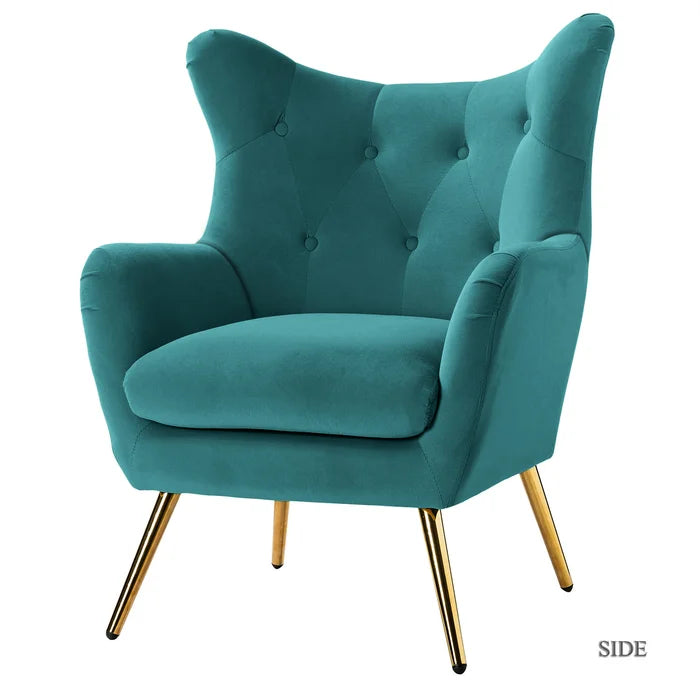 Blue Dowdle 29.5'' Wide Tufted Velvet Wingback Contemporary Style Accent Chair