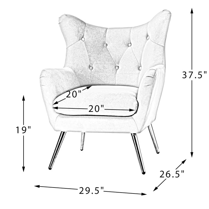 Blue Dowdle 29.5'' Wide Tufted Velvet Wingback Contemporary Style Accent Chair