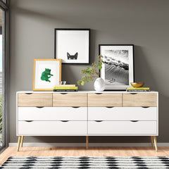 Oak/White Dowler 8 Drawer 77.05'' W Double Dresser