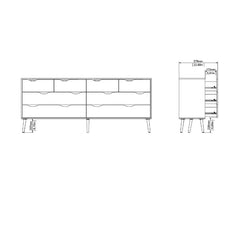Black Matte/Oak Dowler 8 Drawer 77.05'' W Solid Wood Double Dresser