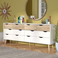 Oak/White Dowler 8 Drawer 77.05'' W Double Dresser