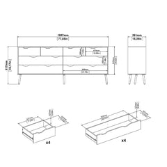 Black Matte/Oak Dowler 8 Drawer 77.05'' W Solid Wood Double Dresser