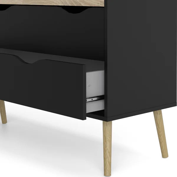 Black Matte/Oak Dowler 8 Drawer 77.05'' W Double Dresser Contemporary Style