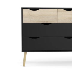 Black Matte/Oak Dowler 8 Drawer 77.05'' W Double Dresser Contemporary Style