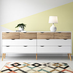 Oak/White Dowler 8 Drawer 77.05'' W Double Dresser