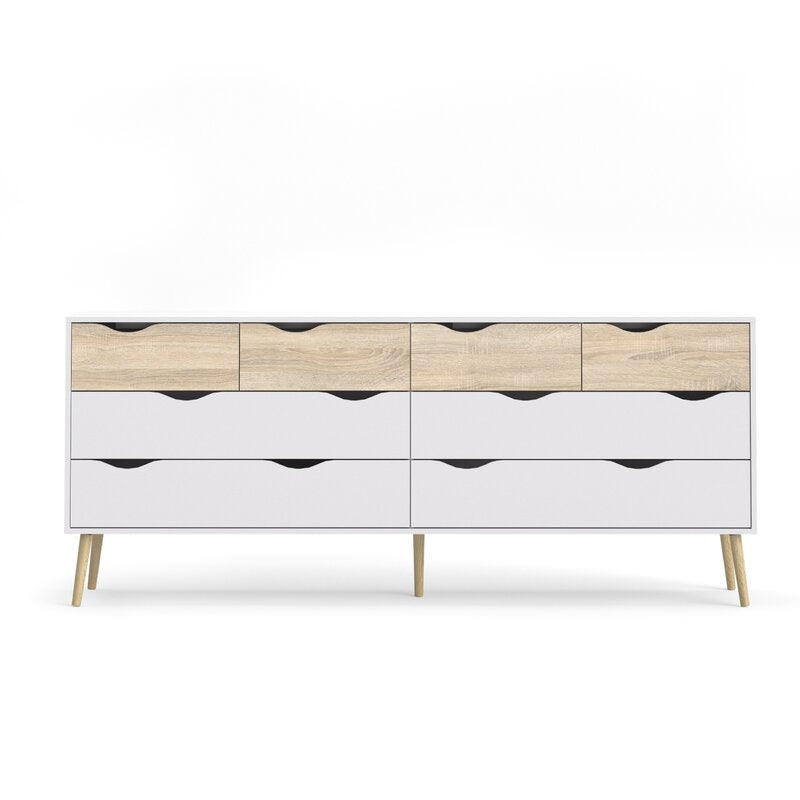 Oak/White Dowler 8 Drawer 77.05'' W Double Dresser