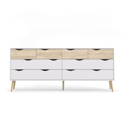 Oak/White Dowler 8 Drawer 77.05'' W Double Dresser